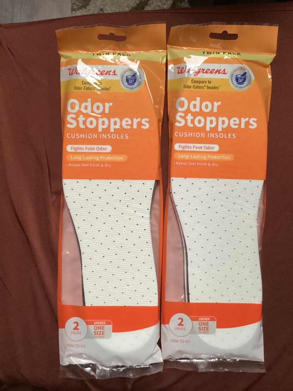 Walgreens Odor Stoppers cushion insoles bundle New 2 twin packs=4 pairs